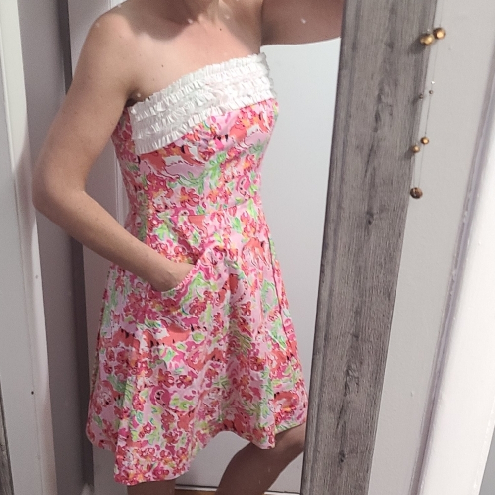 Lilly Pulitzer Strapless Ferra Dress Call Me Kitty Cat 6 - Picture 10 of 13
